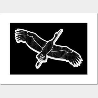 Black Stork pattern Posters and Art